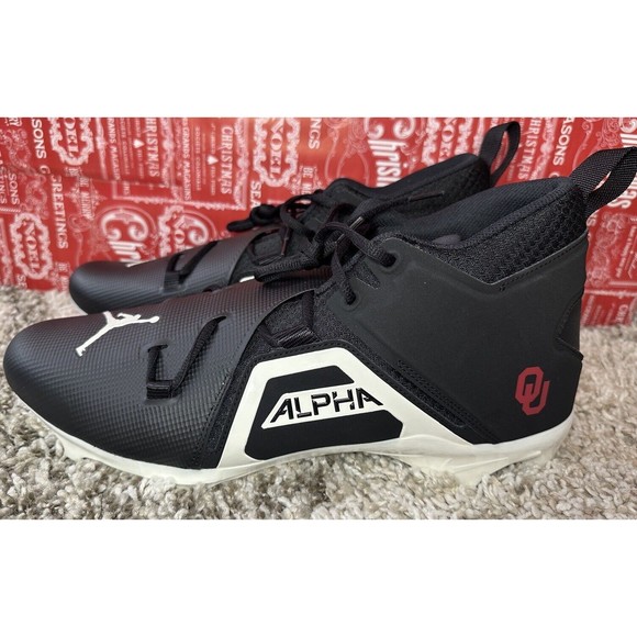 NIKE ALPHA MENACE PRO Oklahoma OU FOOTBALL CLEATS DH3368-004 Men SZ 15 New - Picture 1 of 5
